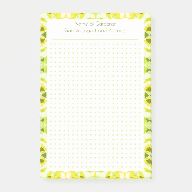 Hübscher, gelber Punktgittergartenplan Post-it Klebezettel (Vorderseite)