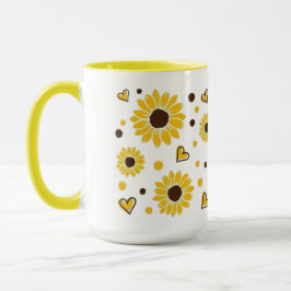 Hübscher gelber Sonnenblumen-Herzen Zweifarben-Mug Tasse