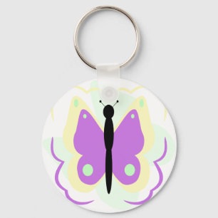 Hübscher Gelber und Lila Schmetterling Schlüsselan Schlüsselanhänger