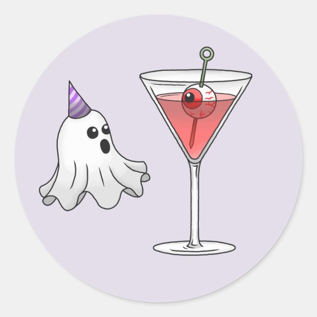 Hübscher Ghost & Creepy Cocktail Runder Aufkleber (Vorderseite)