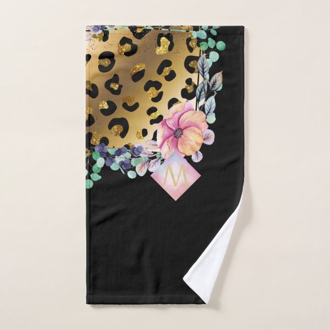 Hübscher Girl Leopard Print Gold Pink Mit Monogram Handtuch (Handtuch)