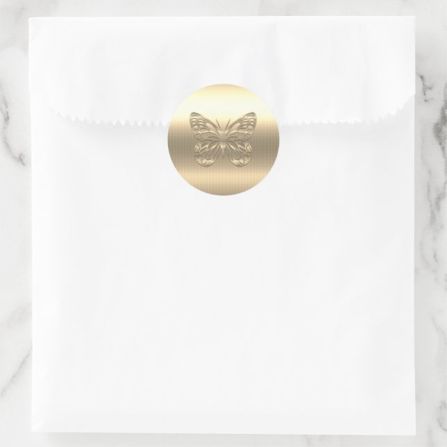 Hübscher Goldbutterflug Runder Aufkleber (Tasche)