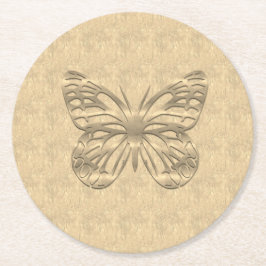 Hübscher Goldbutterflug Runder Pappuntersetzer