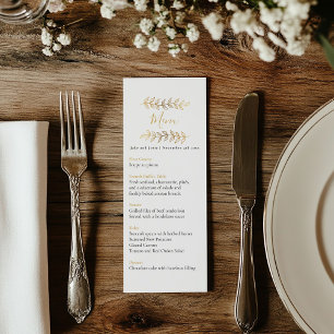 Hübscher Goldeffekt Blätter Hochzeitsmenü Menükarte