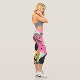 Hübscher Gradientenhintergrund Rosa Schwarz-weiß Capri Leggings
