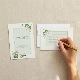Hübscher grün-farbiger Flora-UAWG-Antwortkarte RSVP Karte