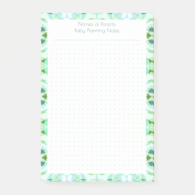 Hübscher, grüner Dot Grid neuer Baby Plan Planer Post-it Klebezettel (Vorderseite)