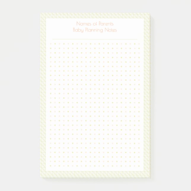 Hübscher, grüner Dot Grid neuer Baby Plan Planer Post-it Klebezettel (Vorderseite)