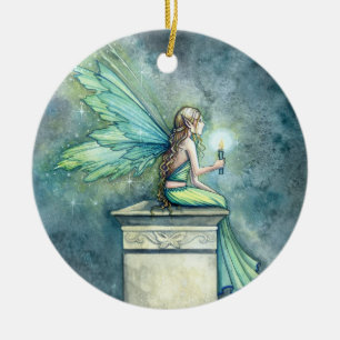 Hübscher grüner Feen-Schmuck Keramik Ornament