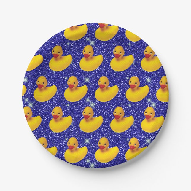 Hübscher Gummi Enten Gelber Duckie Farm Tierpark L Pappteller (Vorderseite)