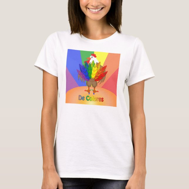 Hübscher Hahn mit De Colores T-Shirt (Vorderseite)