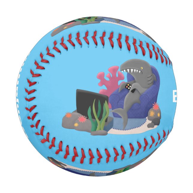 Hübscher Hai beim Fernsehen Cartoon Baseball (Vorderseite Links)