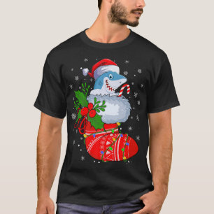 Hübscher Hai Fisch in Weihnachtssocken Santa Shark T-Shirt