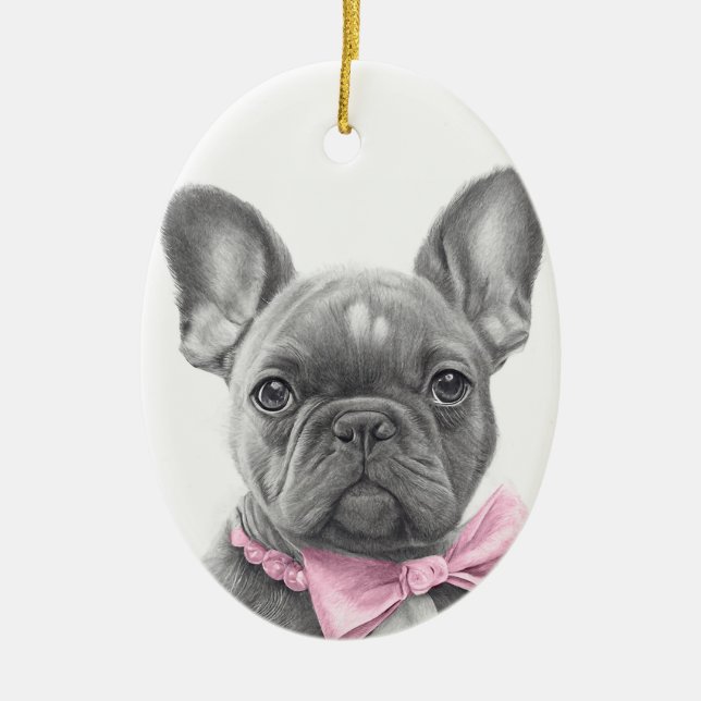 Hübscher Hengst mit rosa Bug Keramik Ornament (Vorne)