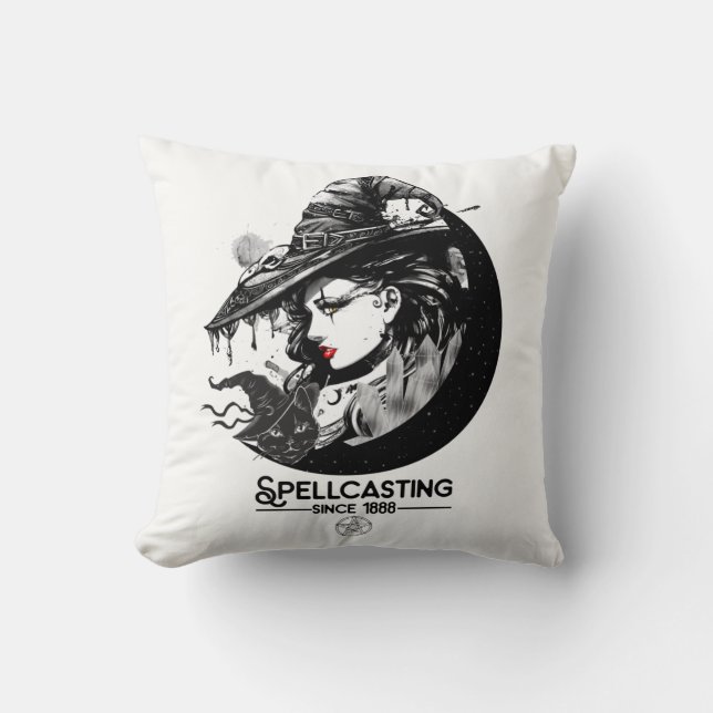 Hübscher Hexenzauber und Schwarze Katze Wicca Spel Kissen (Vorderseite)