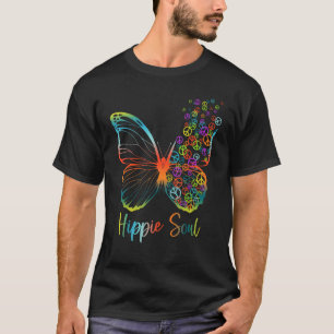Hübscher Hippie Soul Butterfly mit Friedenszeichen T-Shirt