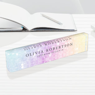 Hübscher holografischer Glitzer Girly Glamour Namensplakette