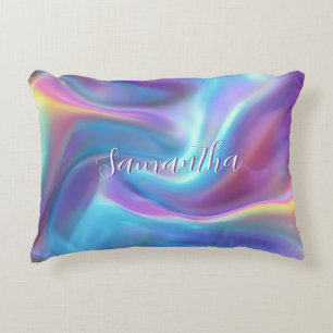 Hübscher holografischer Iridesskriptname Dekokissen
