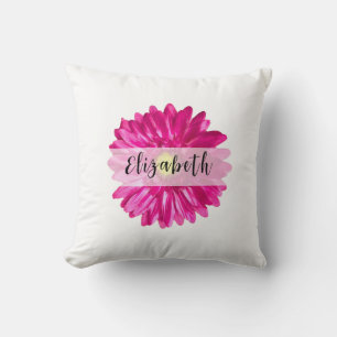 Hübscher Hot Pink Daisy Individuelle Name Kissen