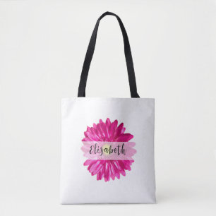 Hübscher Hot Pink Daisy Individuelle Name Tasche