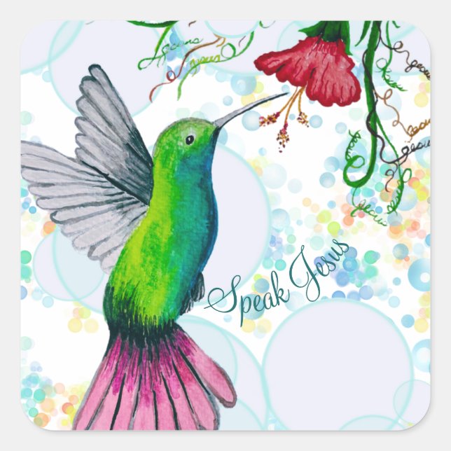 Hübscher Humingbird Quadratischer Aufkleber (Vorderseite)