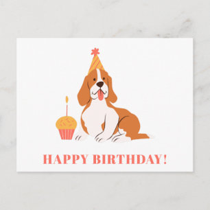 Hübscher Hund Geburtstag Cupcake Bunter Moderner G Postkarte
