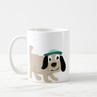 Hübscher Hund in türkiser Kappe Keramik-Kaffeetass Kaffeetasse