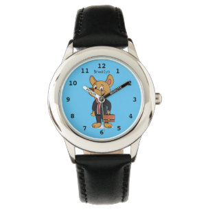 Hübscher Hund mit Anzug Cartoon Armbanduhr