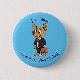 Hübscher Hund mit Anzug Cartoon Button
