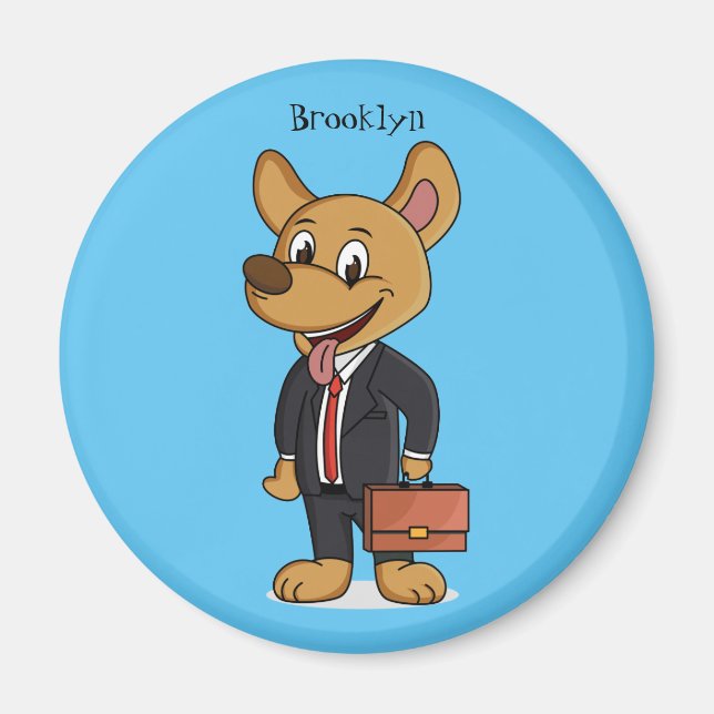 Hübscher Hund mit Anzug Cartoon Magnet (Vorne)