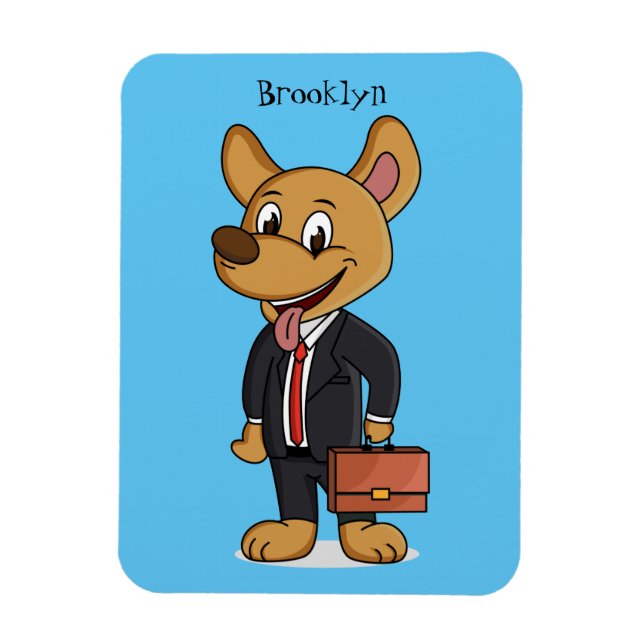 Hübscher Hund mit Anzug Cartoon Magnet (Vertikal)