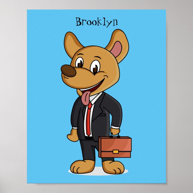 Hübscher Hund mit Anzug Cartoon Poster (Vorne)
