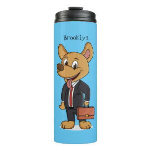 Hübscher Hund mit Anzug Cartoon Thermosbecher