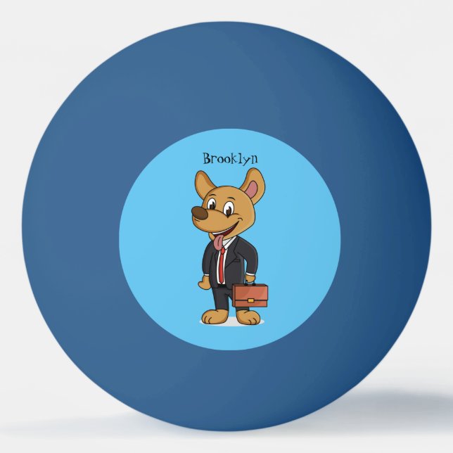 Hübscher Hund mit Anzug Cartoon Tischtennisball (Vorderseite)