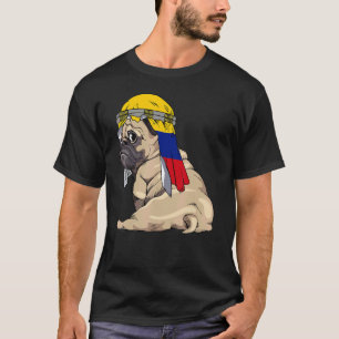 Hübscher Hund Pug Retro Kolumbien-Flagge Stolz T-Shirt