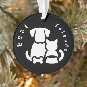 Hübscher Hund und Katze beste Freunde Silhouette O Ornament