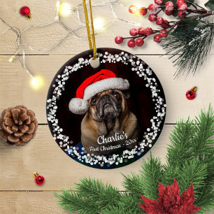 Hübscher Hund Welpe Haustier erstes Weihnachten Fo Keramik Ornament