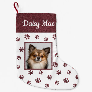 Hübscher Hunde Name Foto Roségold Glitter Pfotenab Kleiner Weihnachtsstrumpf
