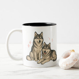 Hübscher Husky- und Wolf-Duo-Becher | Liebhaber de Zweifarbige Tasse