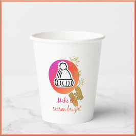 Hübscher Hut und Mittens Wintersaison - Helle Pappbecher