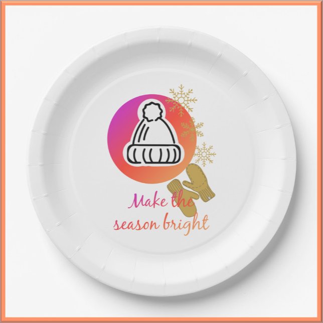 Hübscher Hut und Mittens Wintersaison - Helle Pappteller (Von Creator hochgeladen)