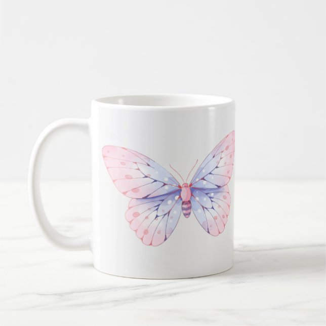 Hübscher Illustrierter Schmetterling Kaffeetasse (Links)