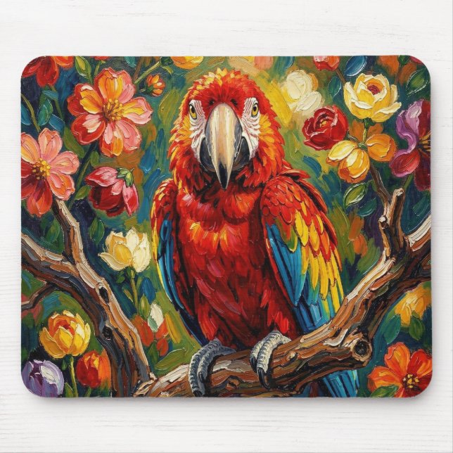 Hübscher Impasto Ara Papagei  Mousepad (Vorne)