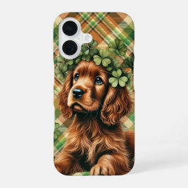 HÜBSCHER IRISH SETTER HUNDE MIT KLEEBLÄTTERN iPhone 16 HÜLLE