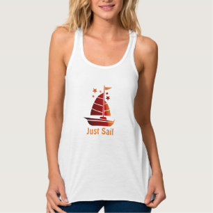 Hübscher "Just Sail" - Frauenrücklauf Tank Top