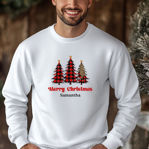 Hübscher Karo-Baum-Weihnachtspullover Festive Outf Hoodie
