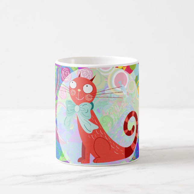 Hübscher Kitty-verrückte Katzen-Dame Gifts Vibrant Kaffeetasse (Mittel)