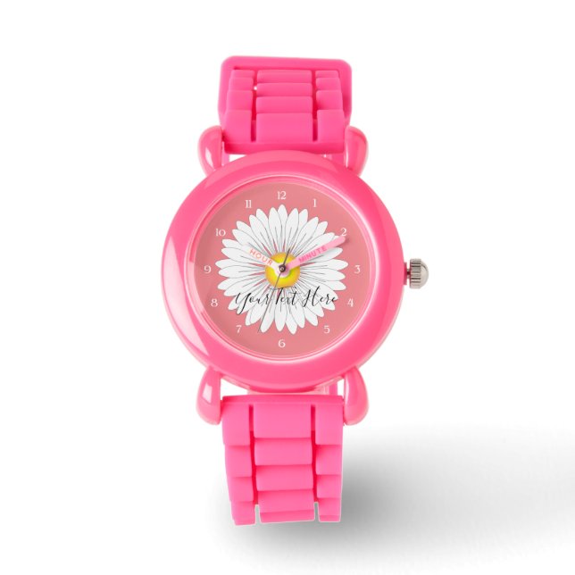 Hübscher Kleiner Daisy Kid's Pink Glitzer Strap Armbanduhr (Vorderseite)
