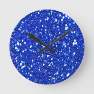 Hübscher königsblauer funkelnder falscher Glitter- Runde Wanduhr