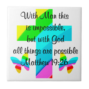 HÜBSCHER KREUZ UND RAINBOW-MATTHEW 19:26-DESIGN FLIESE